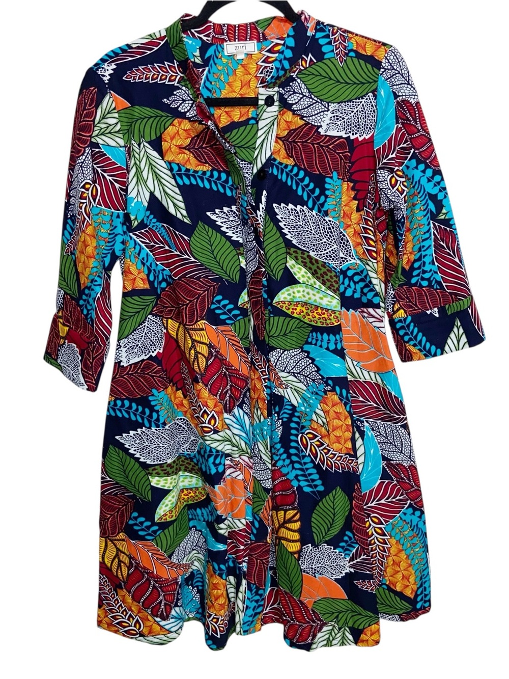 Zuri Kenya Shirt Dress Womens XS Swing A-Line Pockets Button Just One Dress Art